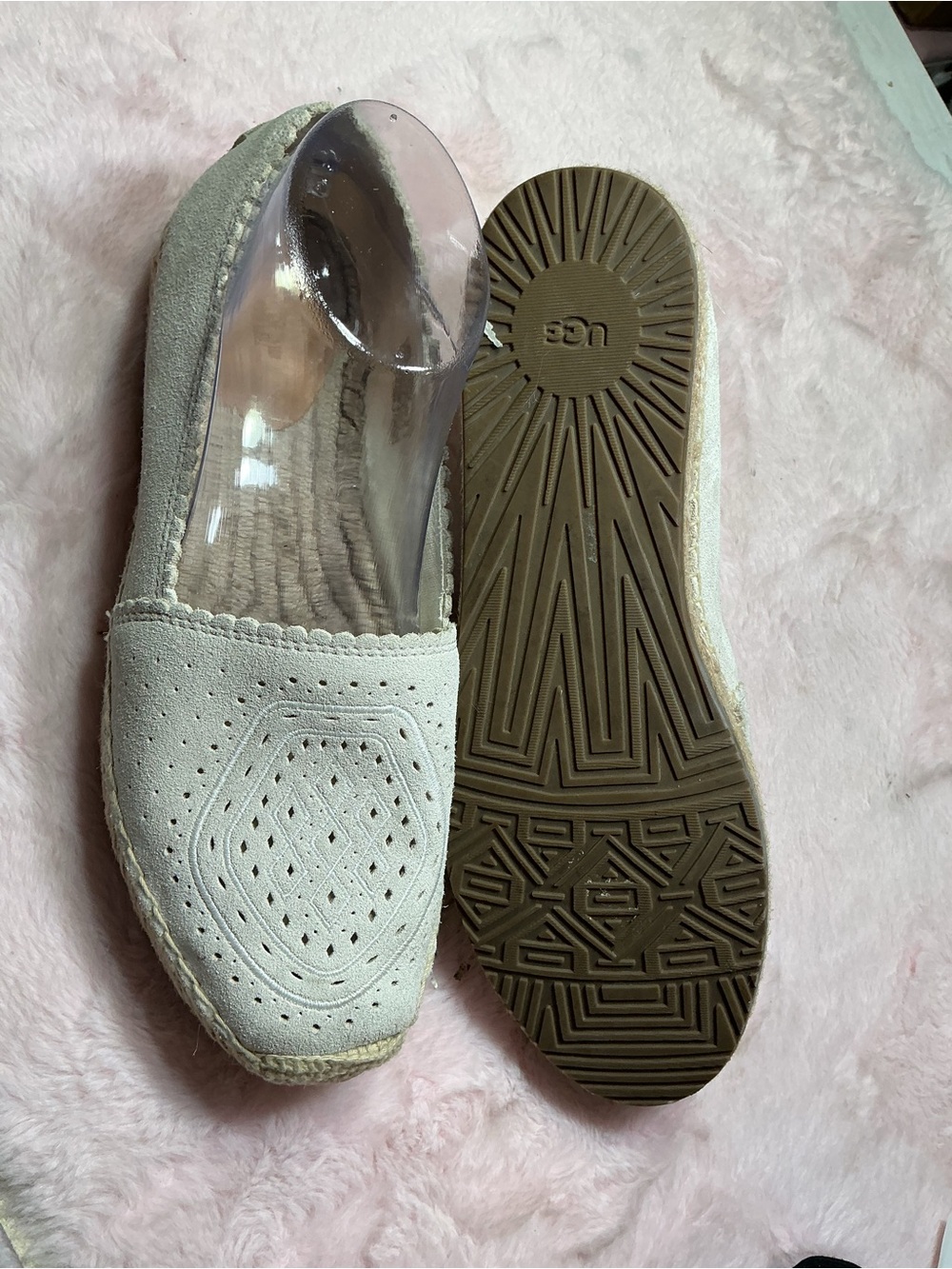 UGG Cream Perforated Suede Espadrille Flats - Picture 2 of 6